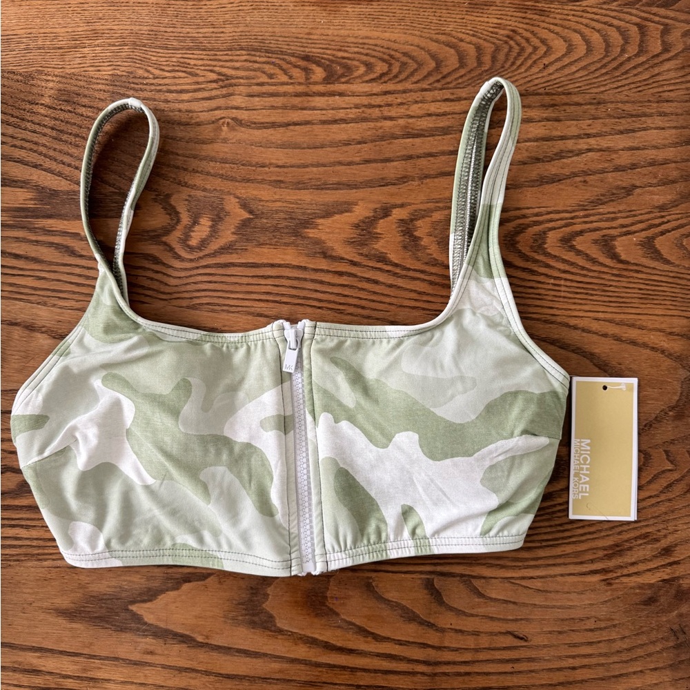 Camouflage Zip-Up Bikini Top